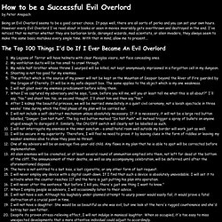 How To Be A Successful Evil Overlord