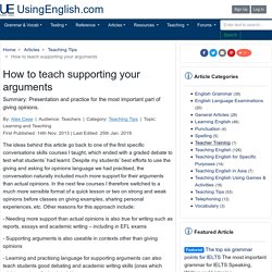 How to teach supporting your arguments