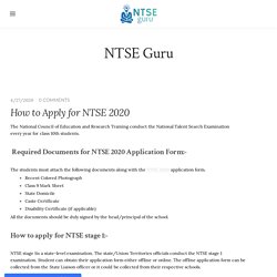 How to Apply for NTSE 2020