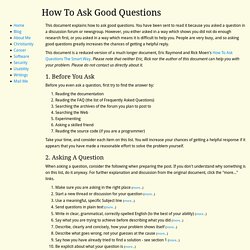 How To Ask Good Questions