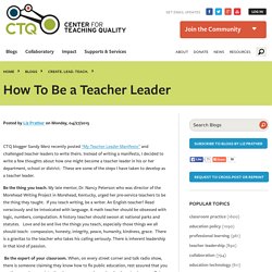How To Be a Teacher Leader