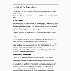 How to Begin Working at a Startup @ phuu.net