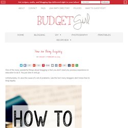 How to Blog Legally