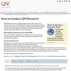 How to Conduct QM Research