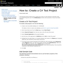 How to: Create a C# Test Project