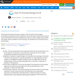 How To Format Strings In C#