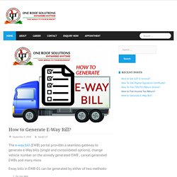 How to Generate E-Way Bill?