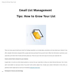 How to Grow Your List