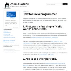 How to Hire a Programmer