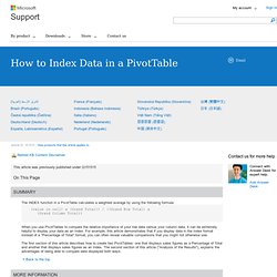 How to Index Data in a PivotTable