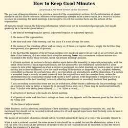 How to Keep Good Minutes