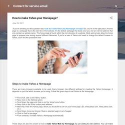How to make Yahoo your Homepage?