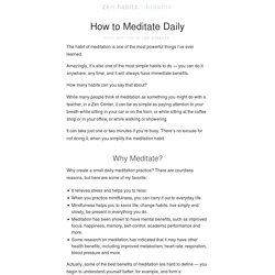 How to Meditate Daily