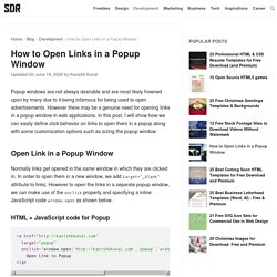How to Open Links in a Popup Window