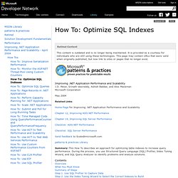 How To: Optimize SQL Indexes