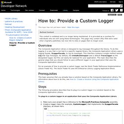 How to: Provide a Custom Logger