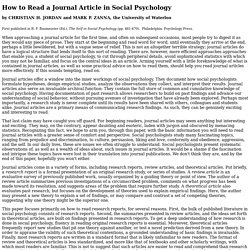 How to Read a Journal Article