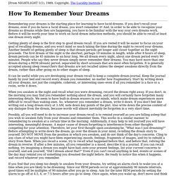 How To Remember Your Dreams