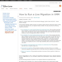 How to Run a Live Migration in VMM