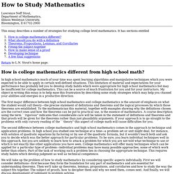 How to Study Mathematics