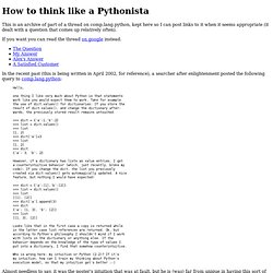 How to think like a Pythonista