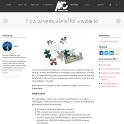 How to write a brief for a web site