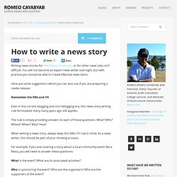 How to write news stories