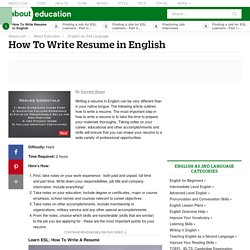 How to Write a Resume or CV in English