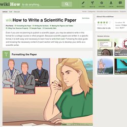 How to Write a Scientific Paper