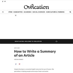 How to Write a Summary of an Article