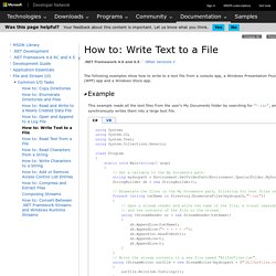 How to: Write Text to a File