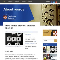 How to use articles: another look (2)