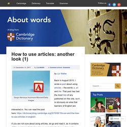 How to use articles: another look (1)