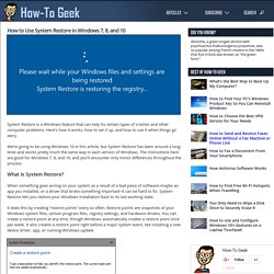 How to Use System Restore in Windows 7, 8, and 10
