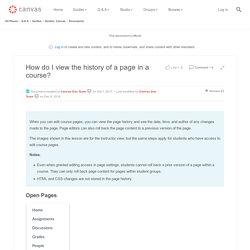 How do I view the history of a page in a course?