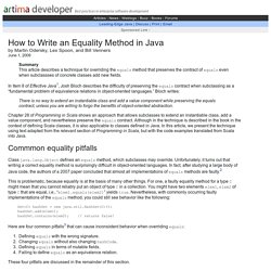 How to Write an Equality Method in Java