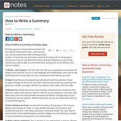 How to Write a Summary - Information, Facts, and Links
