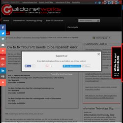 How to fix "Your PC needs to be repaired" error