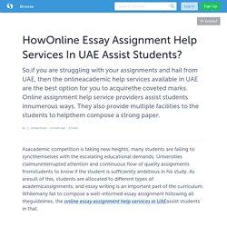 HowOnline Essay Assignment Help Services In UAE Assist Students?