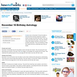 November 16 Birthday Astrology"