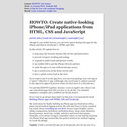 HOWTO: Native iPhone/iPad apps in JavaScript