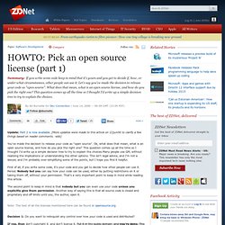 HOWTO: Pick an open source license (part 1)