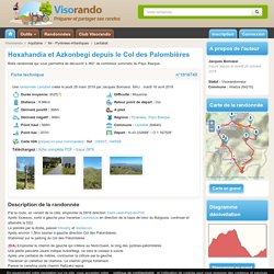 Carte / diagramme de la randonnée : Hoxahandia et Azkonbegi depuis le Col des Palombières