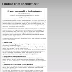 15 idées pour accèlérer la récupération - Triathlète 193 .:. OnlineTri.com