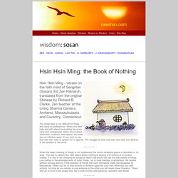 Hsin Hsin Ming: the Book of Nothing by Sosan