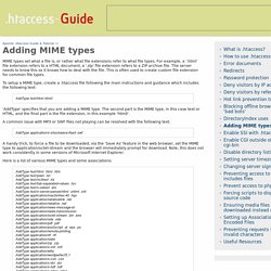 Adding MIME types - Apache .htaccess Guide, Tutorials & Examples