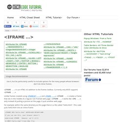 HTML Frames Tutorial