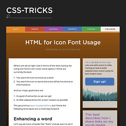 HTML for Icon Font Usage