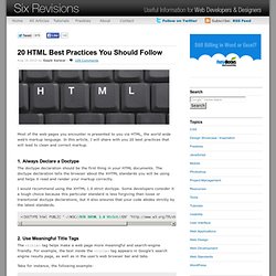 20 HTML Best Practices You Should Follow