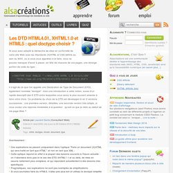 Les DTD HTML4.01, XHTML1.0 et HTML5 : quel doctype choisir ?